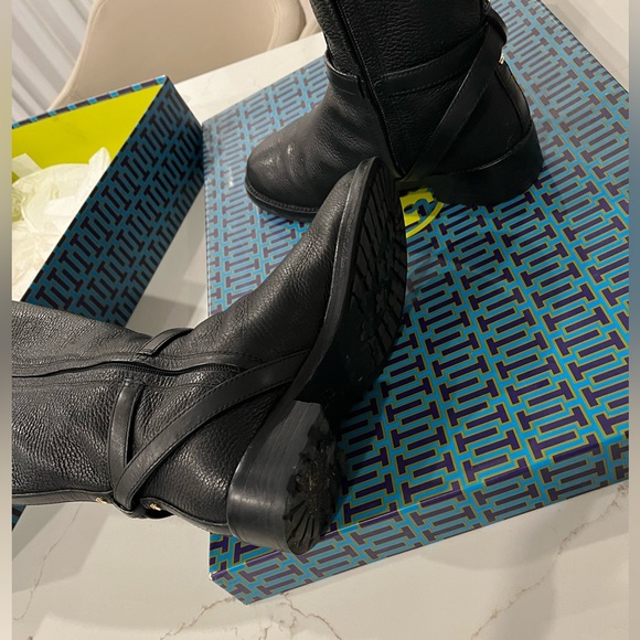 Tory Burch Teresa Black Leather Riding Boot Size 9 - Picture 6 of 6
